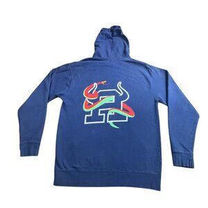 Party Animal University Hoodie Mens Medium Blue PAU College fraternity Frat Rave